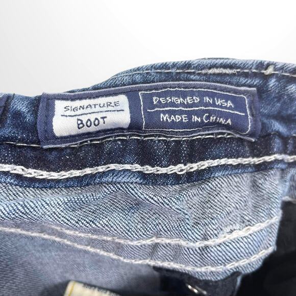 00s MISS ME Vintage Blue Signature Boot Bling Pocket Jeans - Picture 7 of 9